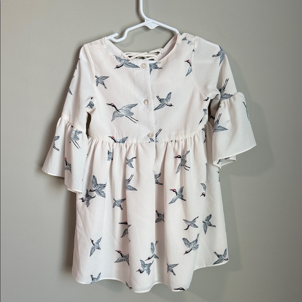 Pippa & Julie Cream Dress with Bird Print - Picture 5 of 5